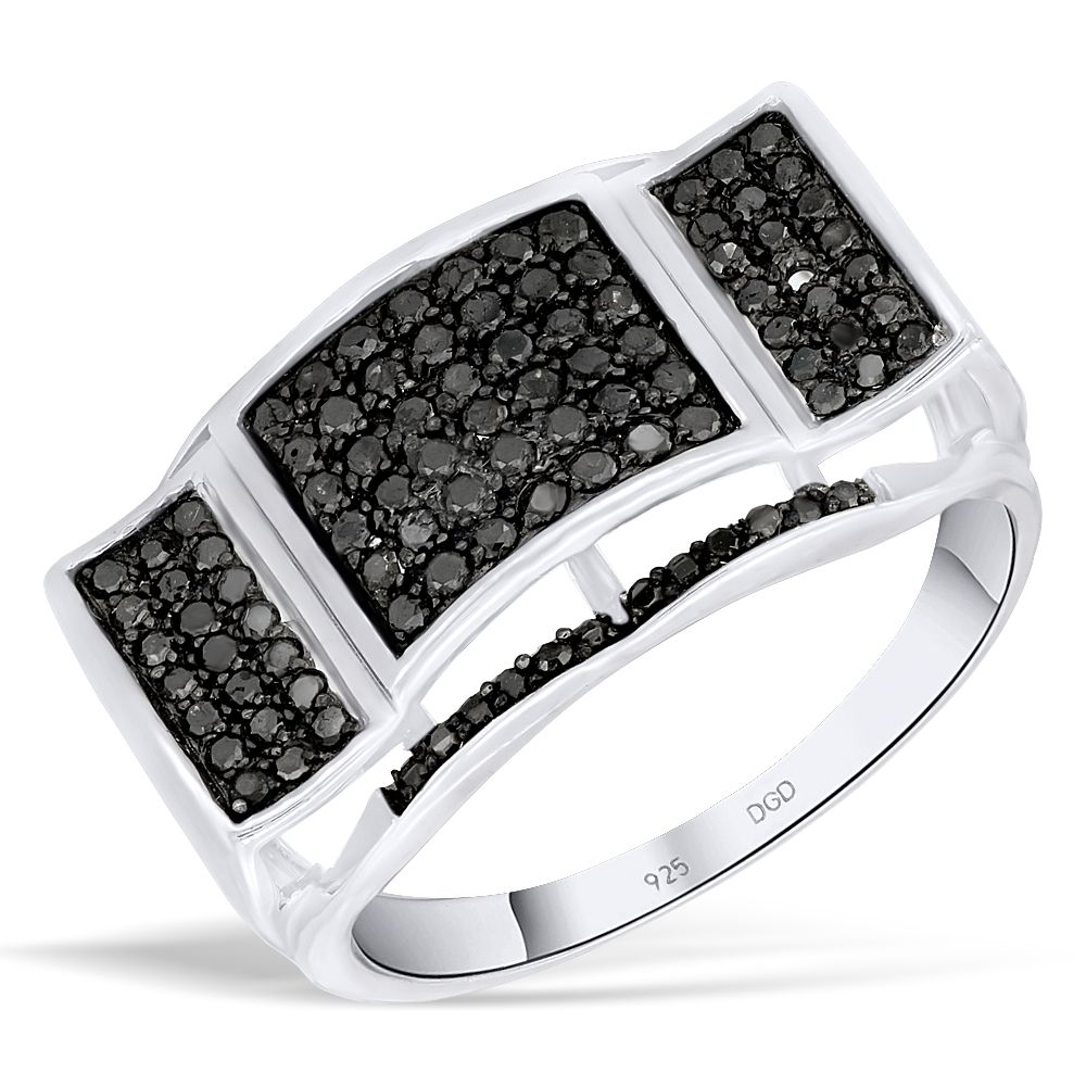 Black Diamond 1.25 CTW White Gold Finish Pave Men's Pinky Ring eBay