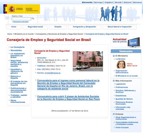 Consejería de Empleo y Seguridad Social en Brasil