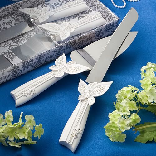 Butterfly Design Cake Knife/Server Set Wedding Favors