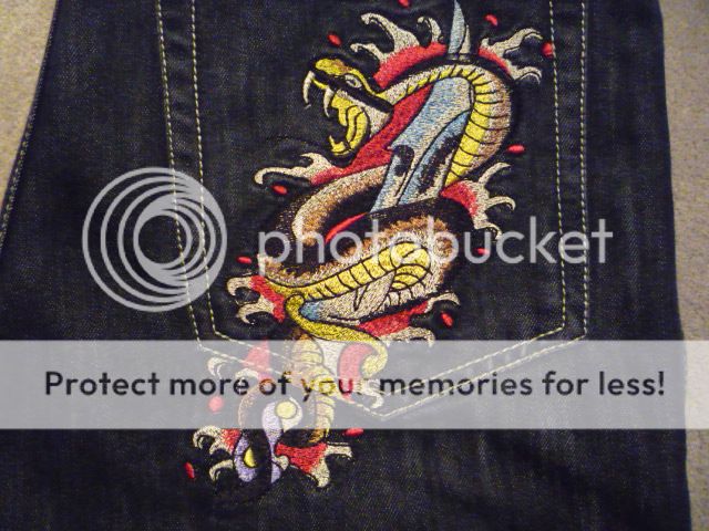 ED HARDY Skull & Cobra Cotton Jeans  34 x 33  