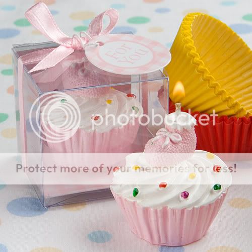 Pink Cupcake Design Candle Baby Shower Favors  