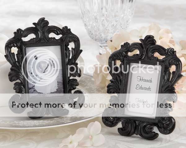 Black Baroque Elegant Place Card Holder/Photo Frame Wedding Favor 