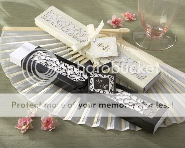 Luxurious Silk Fan in Elegant, Laser Cut Gift Box (Black or Ivory 