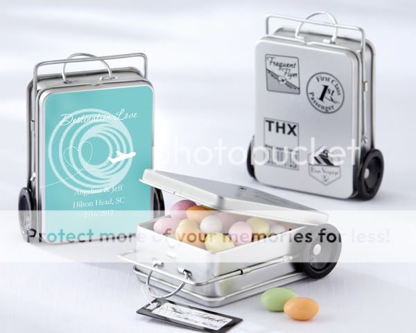 Miles of Memories Metal Suitcase Favor Mint Candy Tin Personalized 