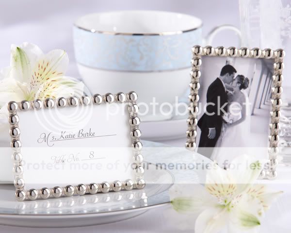 Silver Pearls Mini Photo Frame Wedding Favor  