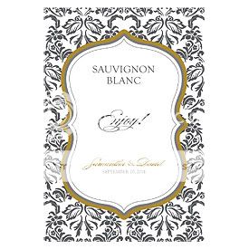 Love Bird Damask Wine Label Wedding Favors  